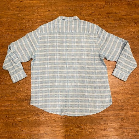 Carbon 2 Cobalt Sea Change Chambray Textured Patchwork Button Up Shirt Men's 2XL - Picture 3 of 11